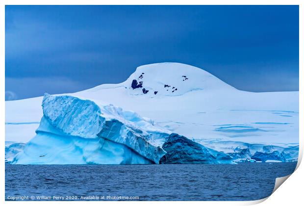 Floating Blue Iceberg Charlotte Harbor Antarctica Print by William Perry