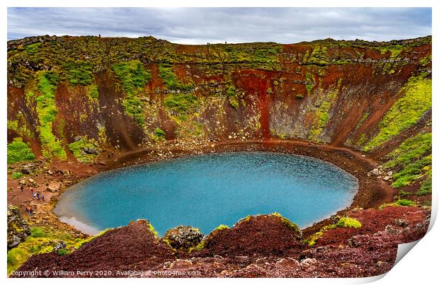 Kerio Volcano Crater Lake Golden Circle Iceland Print by William Perry