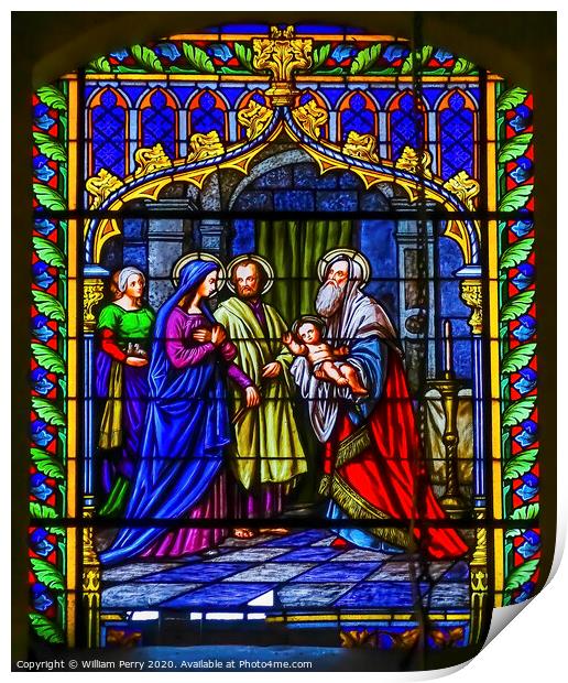 Jesus Stained Glass Basilica Our Lady Solitude Church Oaxaca Mexico Print by William Perry