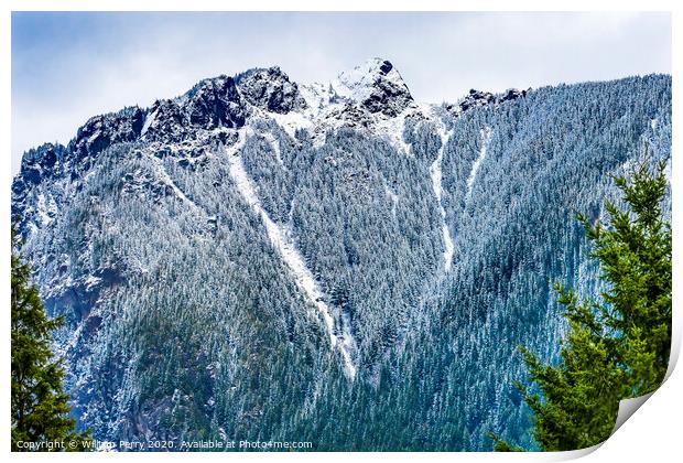 Snow Covered Mount Si Peak Snow North Bend Washington Print by William Perry