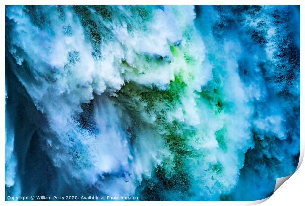 Snoqualme Falls Waterfall Abstract Washington  Print by William Perry