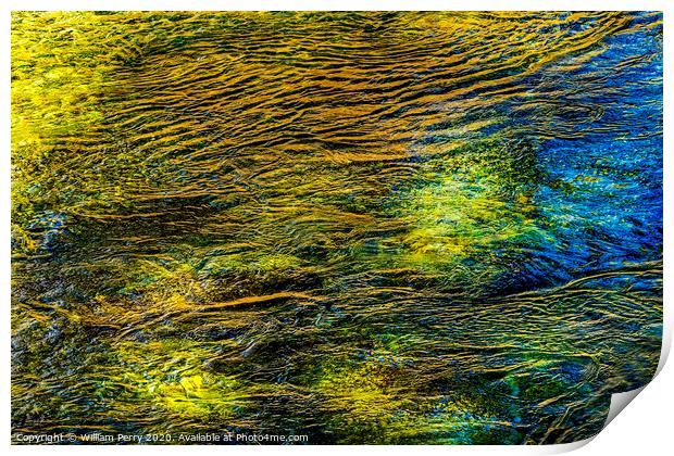 Yellow Green Snoqualme River Abstract Print by William Perry