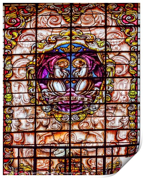 Stained Glass Angels Praying Basilica Santa Iglesia Collegiata de San Isidro Madrid Spain Print by William Perry