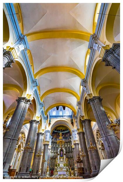 Basilica Altar La Compania Church Puebla Mexico Print by William Perry