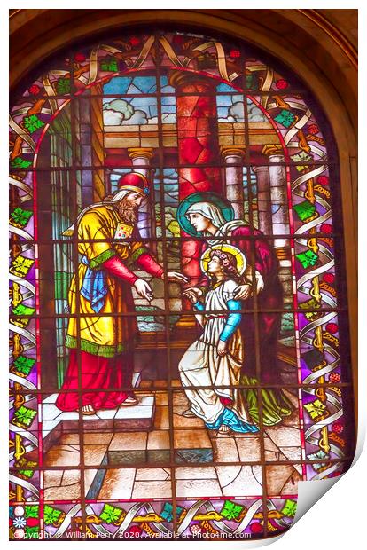 Jesus Temple Stained Glass San Francisco el Grande Madrid Spain Print by William Perry