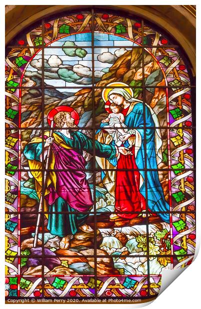 Mary Jesus Stained Glass San Francisco el Grande Madrid Spain Print by William Perry