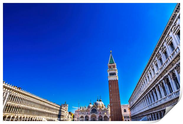 Campanile Bell Tower Sun Saint Mark's Square Piazza Venice Italy Print by William Perry