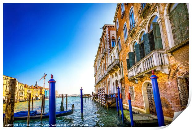 Colorful Boat Grand Canal Venice Italy Print by William Perry