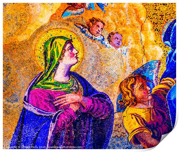 Virgin Mary Mosaic Saint Mark Cathedral Basilica Venice Italy Print by William Perry