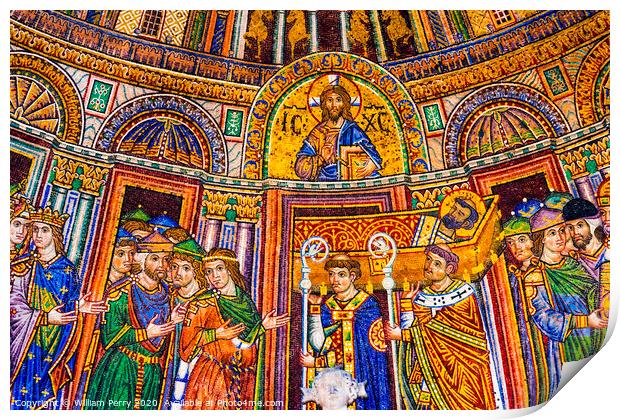 Consecration  Mark's Body Mosaic Saint Mark Cathedral Venice Italy Print by William Perry