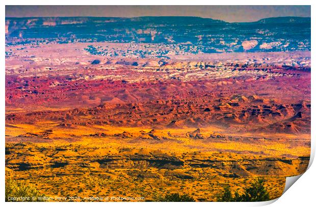 Red Canyon San Rafael Reef View Area I-70 Highway Utah Print by William Perry