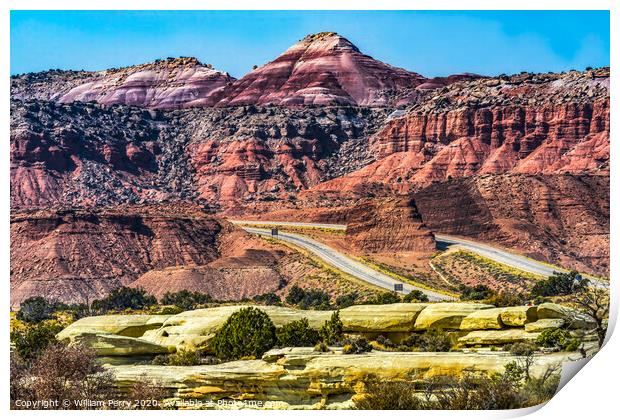 Red White Canyon Castle Valley Area I-70 Highway Utah Print by William Perry
