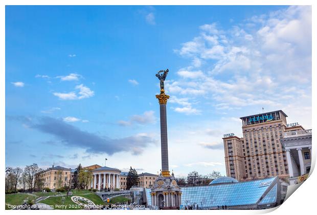 Independence Monument Berehynia  Maidan Square Kiev Ukraine Print by William Perry