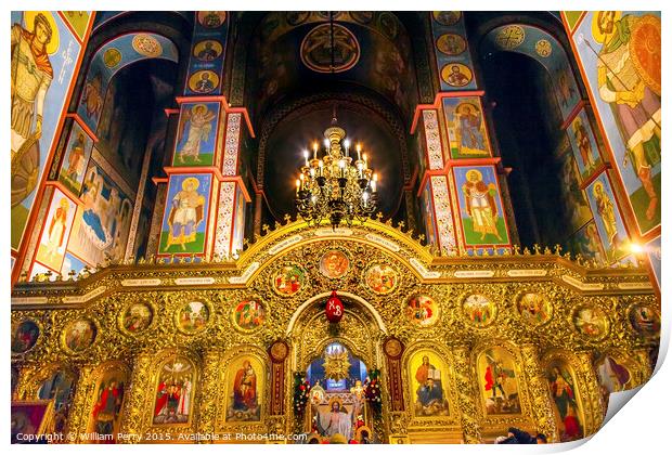 Ancient Mosaics Basilica Saint Michael Monastery Cathedral Kiev  Print by William Perry