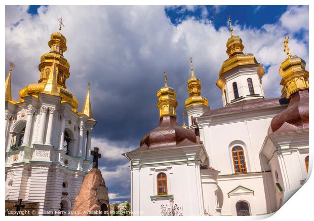 Bell Tower Far Caves Church Lavra Kiev Ukraine Print by William Perry