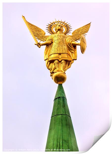 Archangel Michasel Statue Saint Sophia Sofia Cathedral Kiev Ukra Print by William Perry