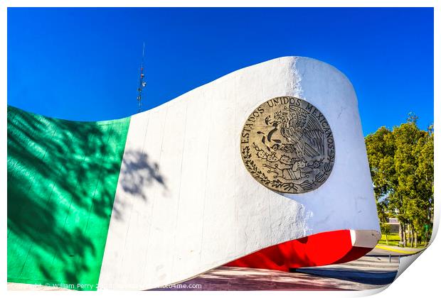 United States Mexican Flag Monument Puebla Mexico Print by William Perry