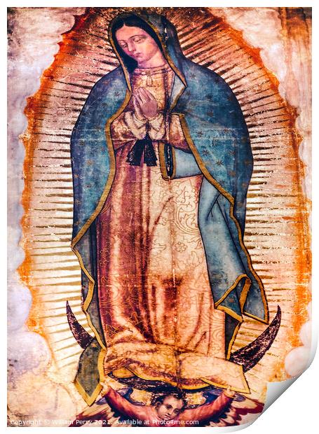 Original Virgin Mary Guadalupe Painting New Basilica Shrine Mexi Print by William Perry
