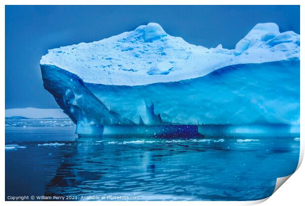 Snowing Blue Iceberg Paradise Bay Antarctica Print by William Perry