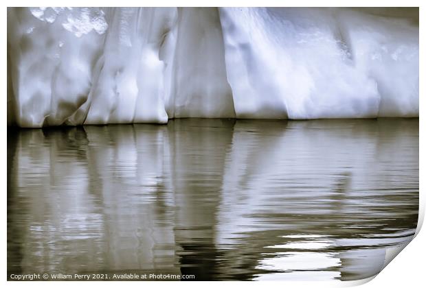 Black White Iceberg Reflection Abstract Paradise Bay Antarctica Print by William Perry