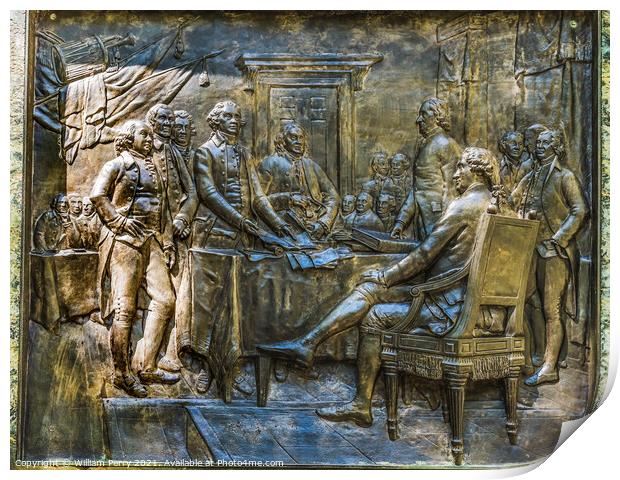 Benjamin Franklin Declaration Independence Statue Boston  Massac Print by William Perry