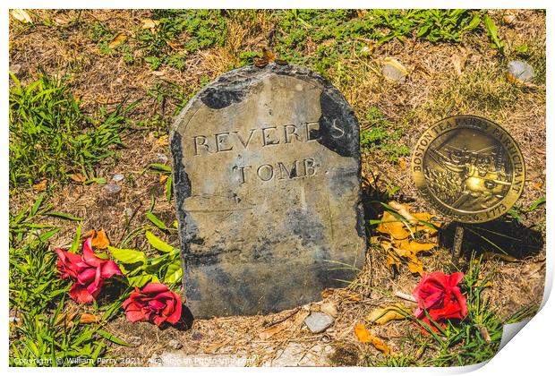 Paul Revere Grave Granary Burying Ground Revolutonary Heroes Bos Print by William Perry