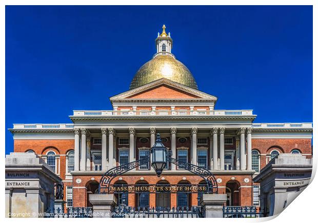 Golden Dome State Legislature House Boston Massachusetts Print by William Perry