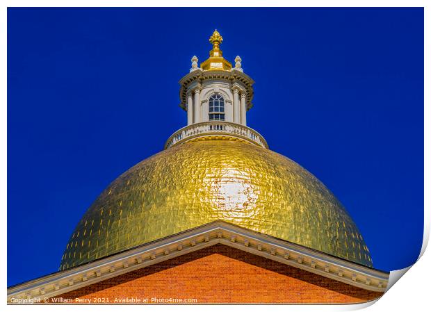 Golden Dome State Legislature House Boston Massachusetts Print by William Perry