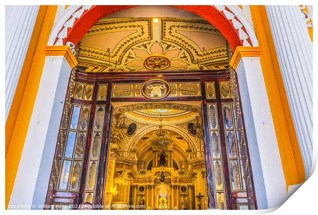 Colorful Front Door Our Lady of Remedies Church Cholula Mexico Print by William Perry