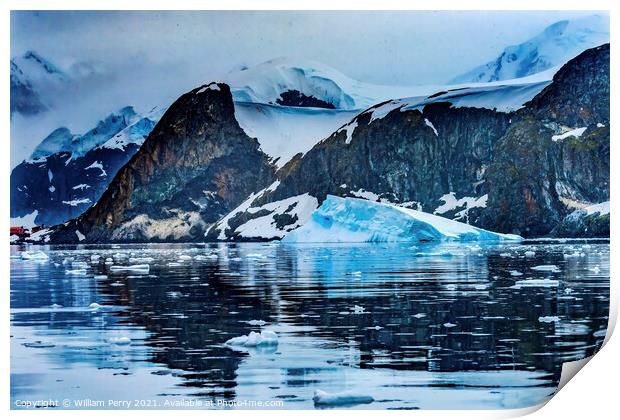 Snowing Argentine Station Paradise Harbor Antarctica Print by William Perry