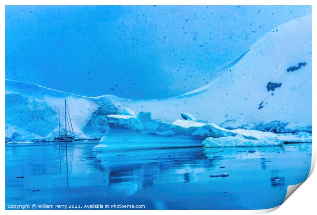 Saibloat Icebergs Glacier Snow Mountains Paradise Bay Antarctica Print by William Perry