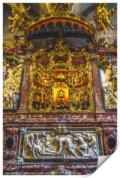 Golden Relic Cabinet Stone Statues Santa Maria Gloriosa de Frari Print by William Perry