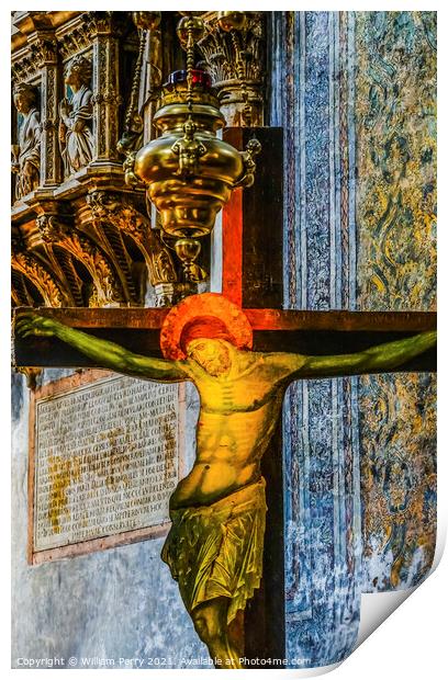Christ Crucifixion Painting Frari Church Venice Italy Print by William Perry