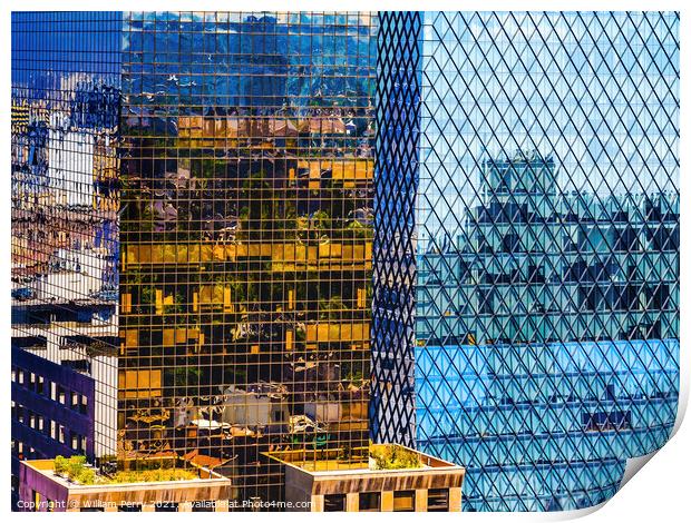 Modern Buildings Reflections Abstract Santiago Chile Print by William Perry