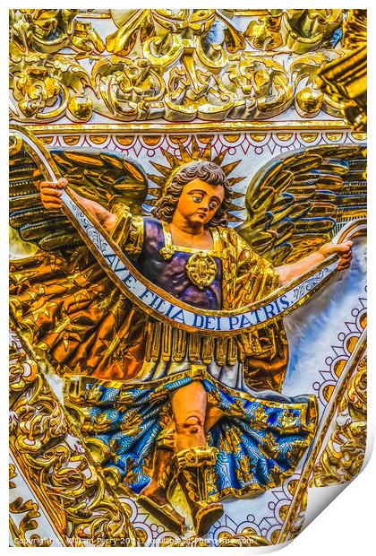 Angel Templo Santa Domingo Church Chapel Rosary Puebla Mexico Print by William Perry