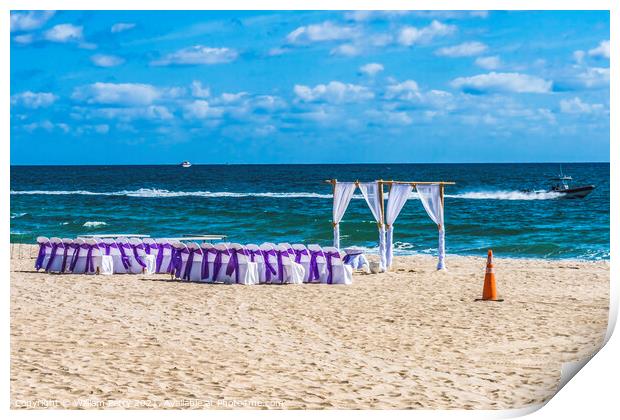 Marriage Setup Beach Motorboats Blue Ocean Fort Lauderdale Flori Print by William Perry