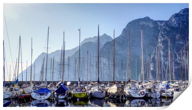 Mooring boats at the marina in Riva del Garda Italy Print by Alfred S. Sikula