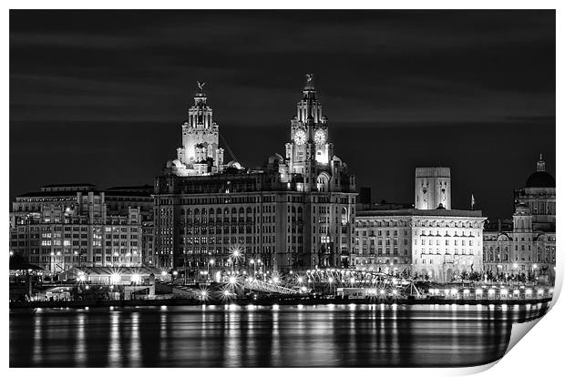 Liverpool at night Print by Wayne Molyneux