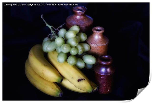Fruits & Stone Jars Print by Wayne Molyneux