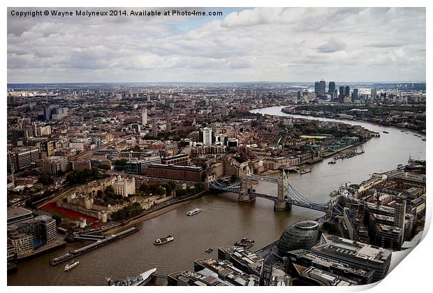 London from The Shard  Print by Wayne Molyneux