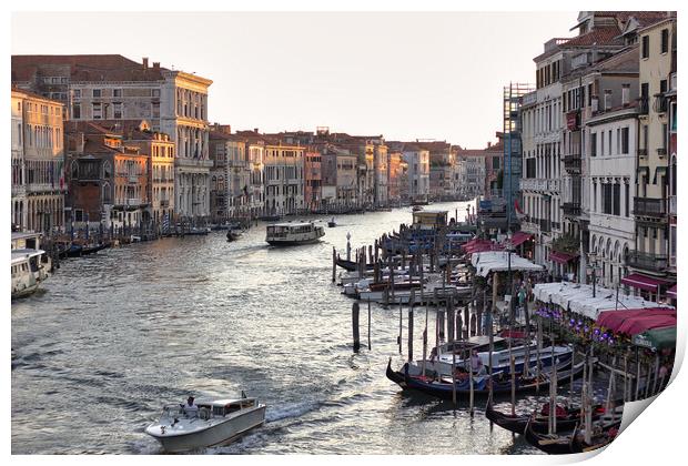 Venice, Italy  Wide angle view of famous Canal Grande. Colorful spring view from Rialto Bridge, Picturesque morning seascape of Adriatic Sea. Traveling concept background Print by Arpan Bhatia