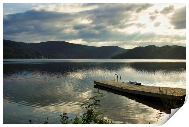 A wide angle view of Roznowskie lake against drama Print by Arpan Bhatia