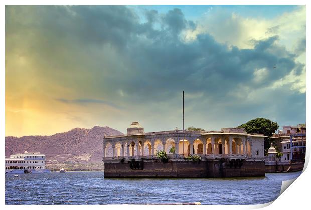 Udaipur, India : Architecture built within Lake Pi Print by Arpan Bhatia