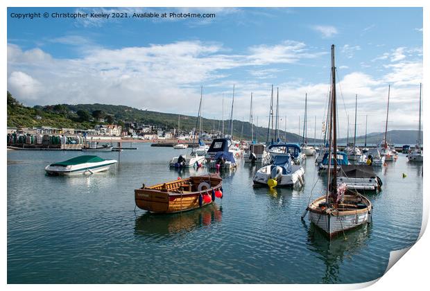 Boats at Lyme Regis Print by Christopher Keeley