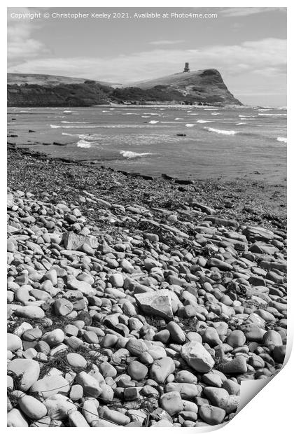 Black and white Kimmeridge Bay Print by Christopher Keeley