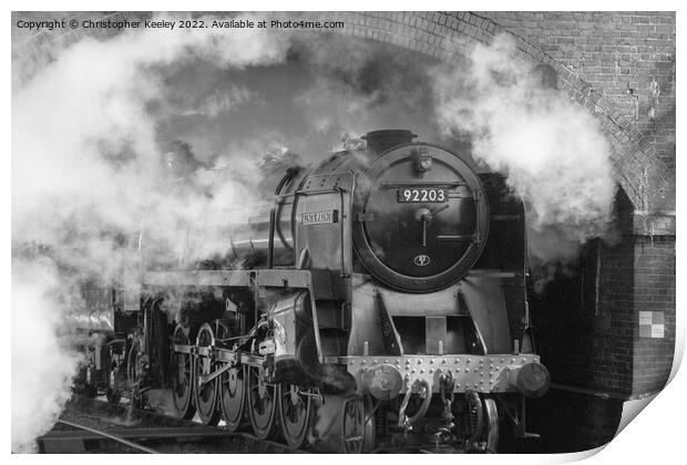 Black Prince steam train emerging from tunnel Print by Christopher Keeley