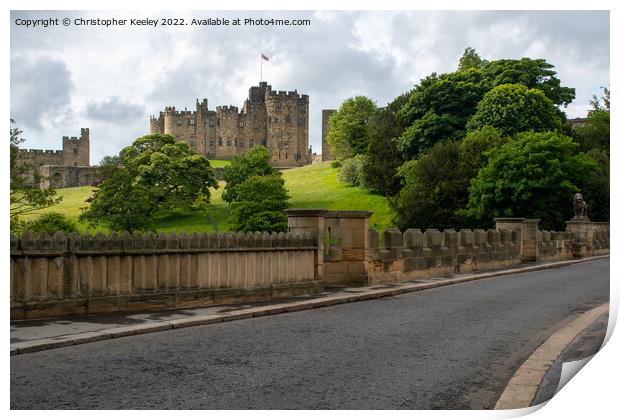 Alnwick Castle and bridge Print by Christopher Keeley