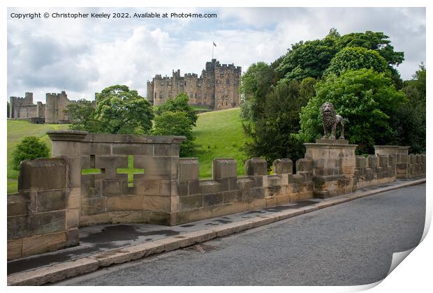 Alnwick Castle from bridge Print by Christopher Keeley