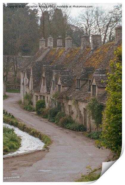 Arlington Row cottages in Bibury Print by Christopher Keeley