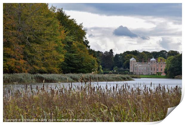 Blickling Hall from across the lake Print by Christopher Keeley